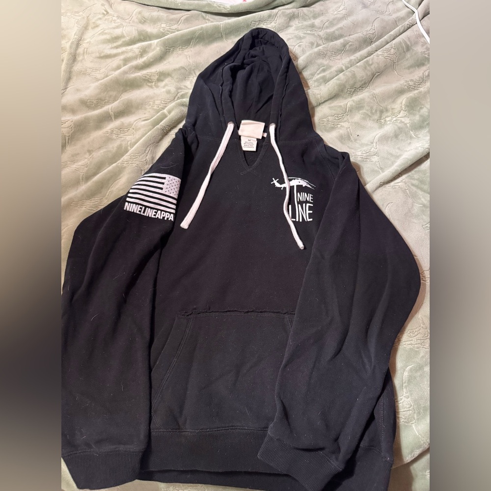 Nine Line Apparel Black Hoodie with White Accents